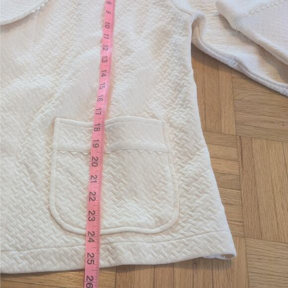 p. jamas Coat Jacket Quilted Womens Large Ivory Pima Cotton Lounge Wear Pockets - Picture 7 of 8